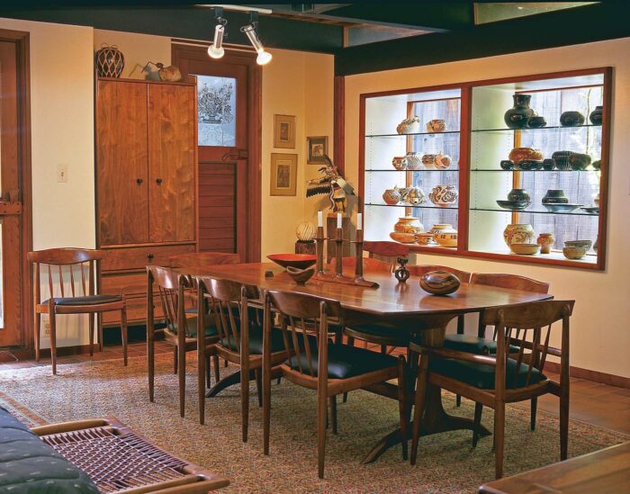 wood dinning table set by Sam malooof