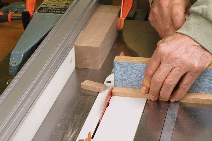 Make the spacer and glue up the template. Cut the spacer long, and then trim it until it’s the length you need