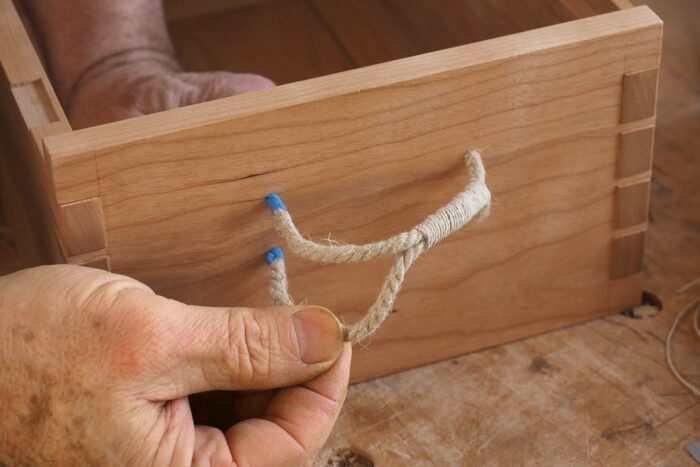 Rope pull hand on mike pekovich's dovetailed jewelry chest