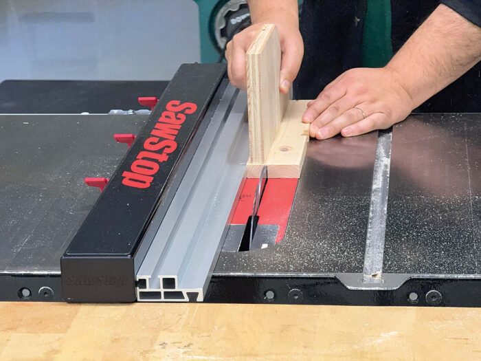cutting wood with T-Glide Advance Rip Fence (ATGP-FA) on table saw
